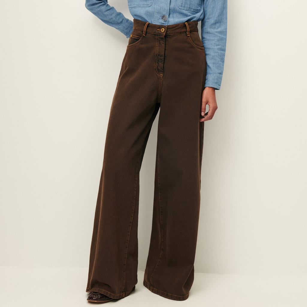 275 New Sessun Dalt Brown Wide Leg High Rise Jean  Us 24 34